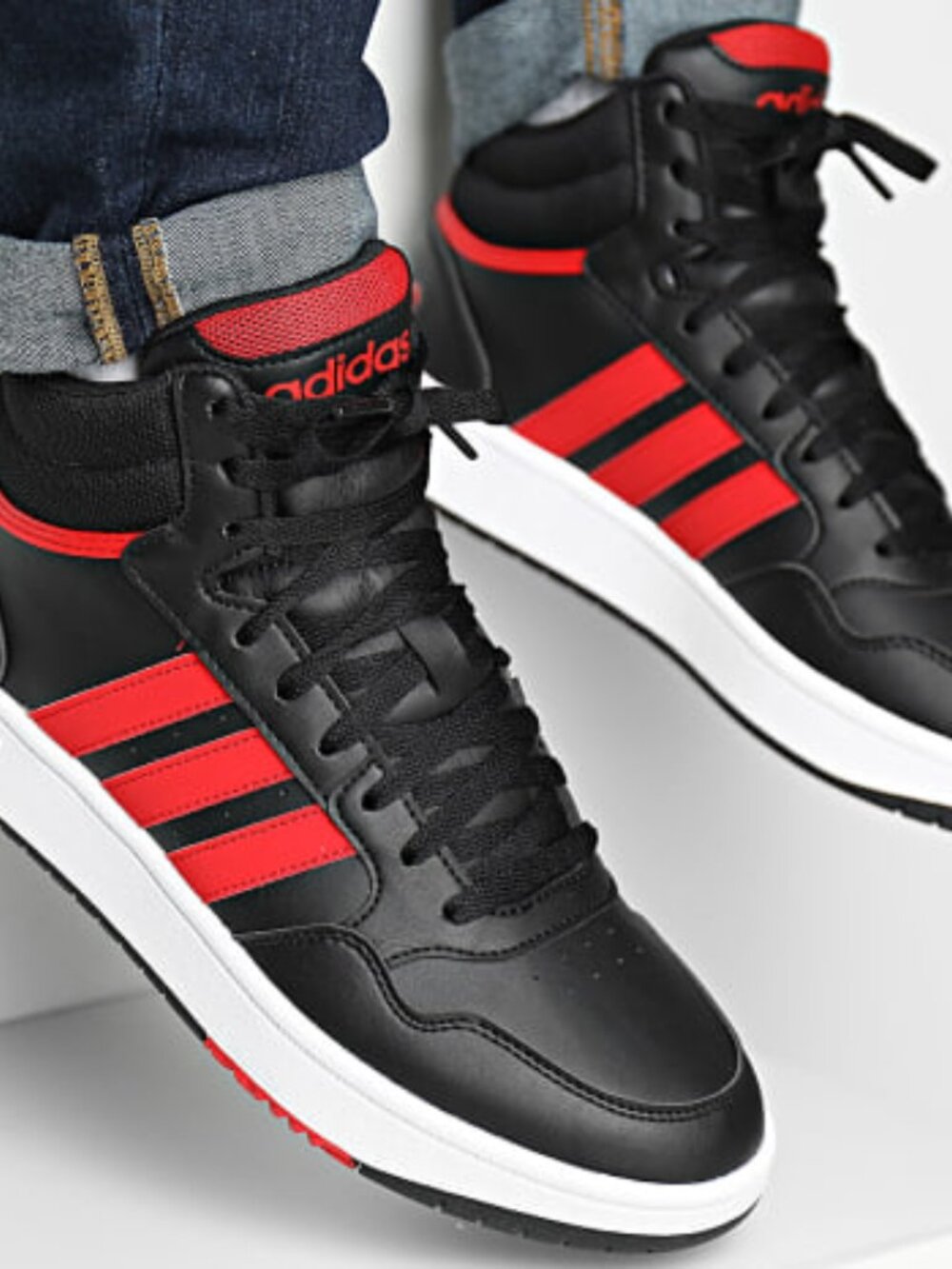 Adidas Hoops 3.0 Mid Black Scarlet - Picture 6 of 6